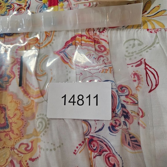 NEW Savanna Jane Top Blouse Women Small Floral Paisley Print Embroidered White - Picture 9 of 9